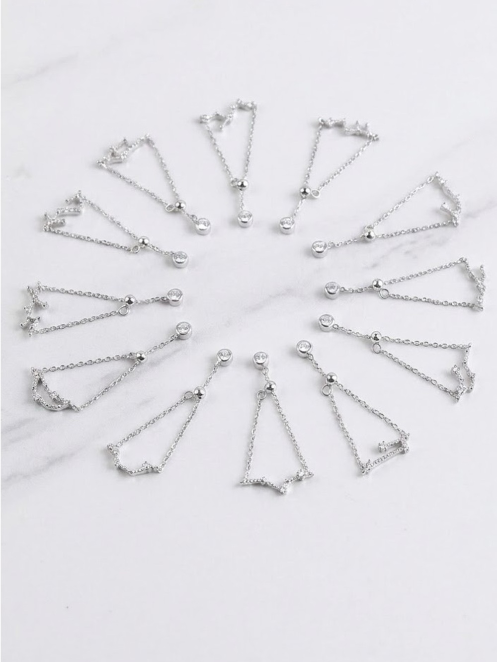 ✨ 925 Sterling Silver Constellation Zodiac Chain Rings - All 12 Signs ✨